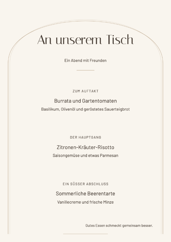 Moderner Bogen · Menü bearbeiten