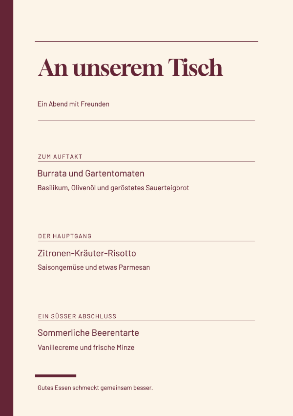 Bordeaux Editorial · Menü bearbeiten