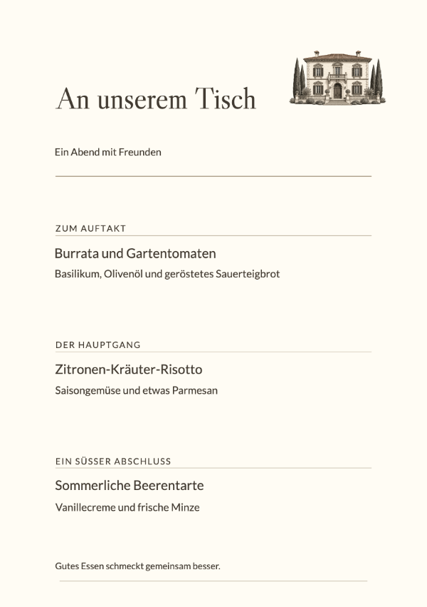 Italienische Villa · Menü bearbeiten