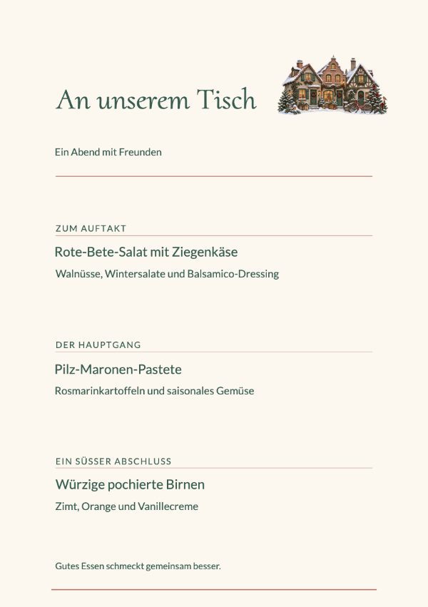 Das Winterabendessen · Menü bearbeiten