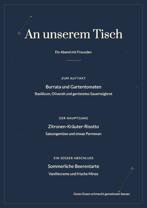 Mitternachtssterne · Menü bearbeiten