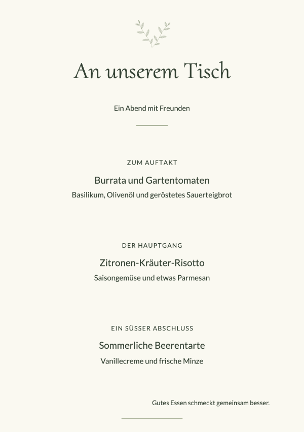 Olivenhain · Menü bearbeiten