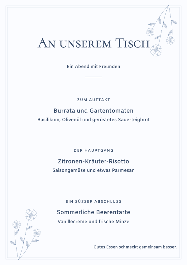 Ein Hauch Blau · Menü bearbeiten