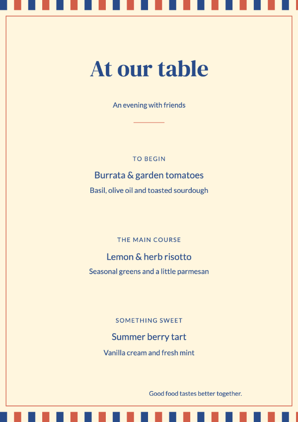 The colourful bistro · Edit menu
