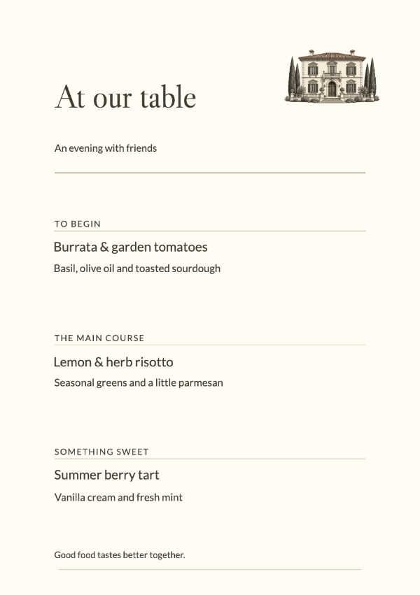 Italian estate · Edit menu