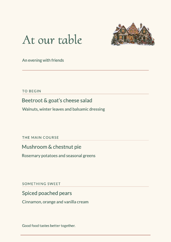 The winter supper · Edit menu