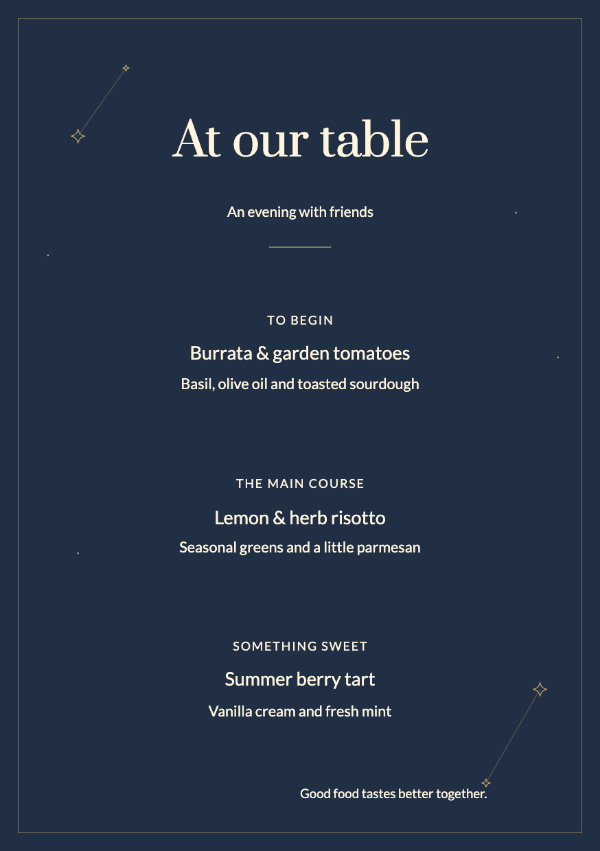 Midnight stars · Edit menu