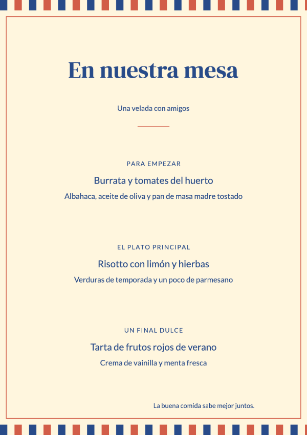 El bistró lleno de color · Editar menú