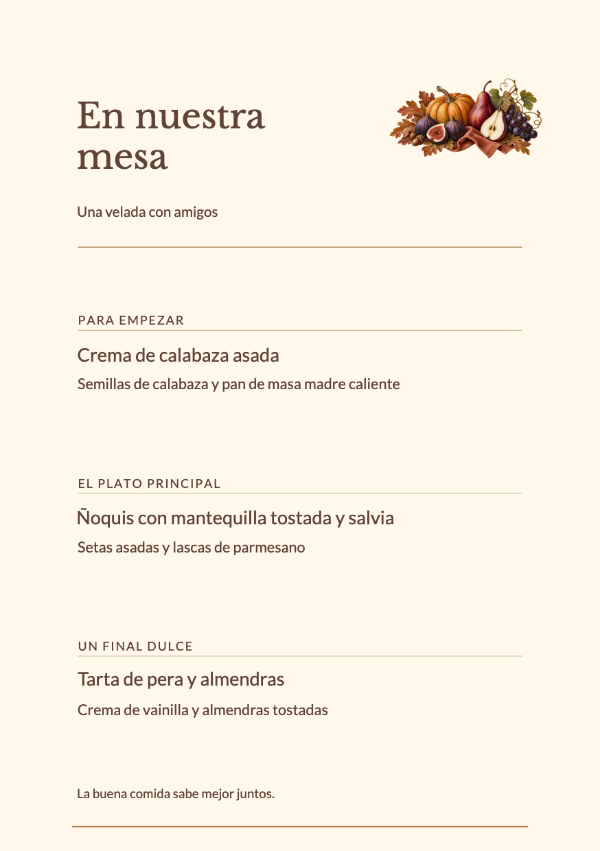 Un encuentro otoñal · Editar menú