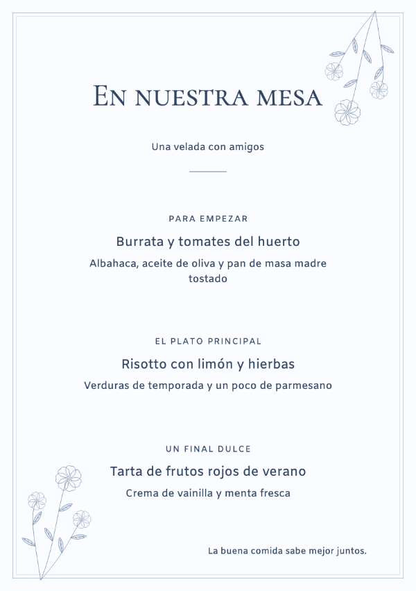 Un toque azul · Editar menú