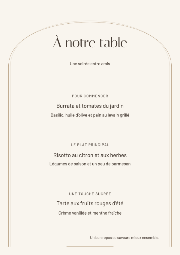 Arche moderne · Modifier le menu