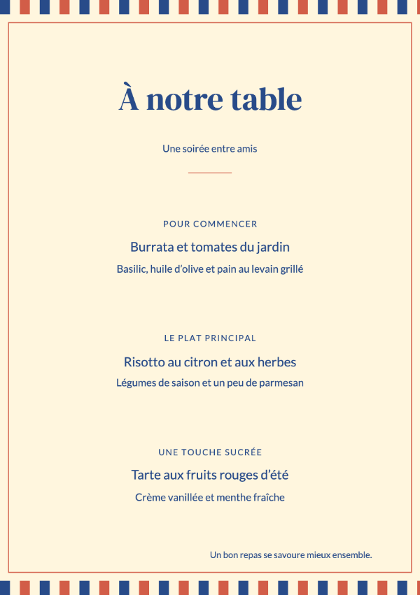 Le bistrot coloré · Modifier le menu