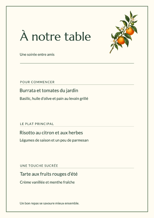 Menu assorti