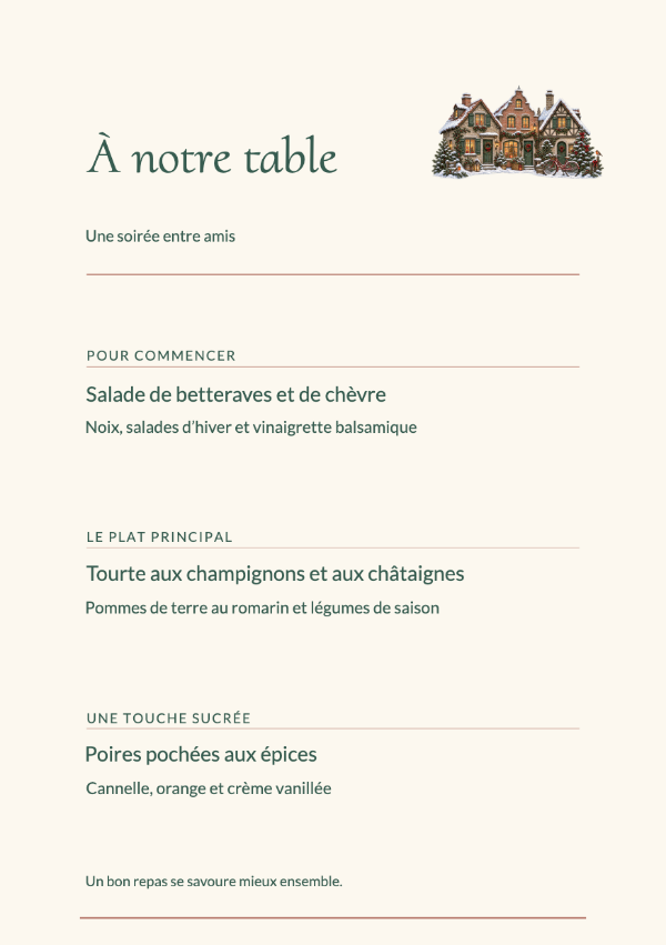 Le souper d’hiver · Modifier le menu
