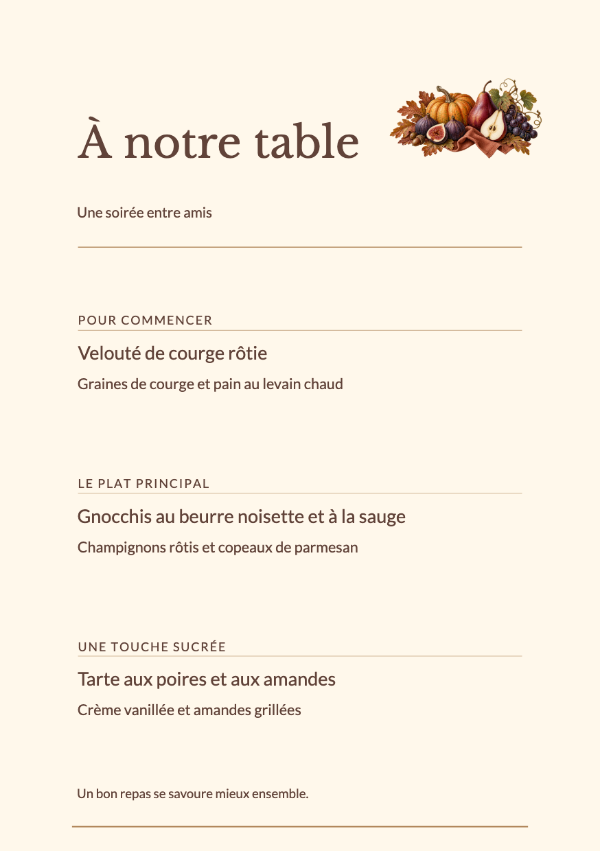 Une rencontre d’automne · Modifier le menu
