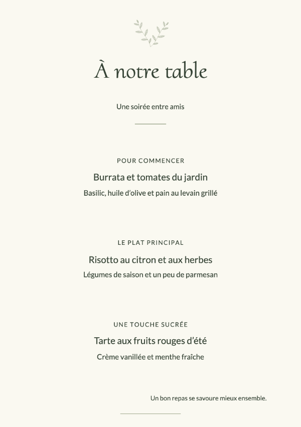 Oliveraie · Modifier le menu