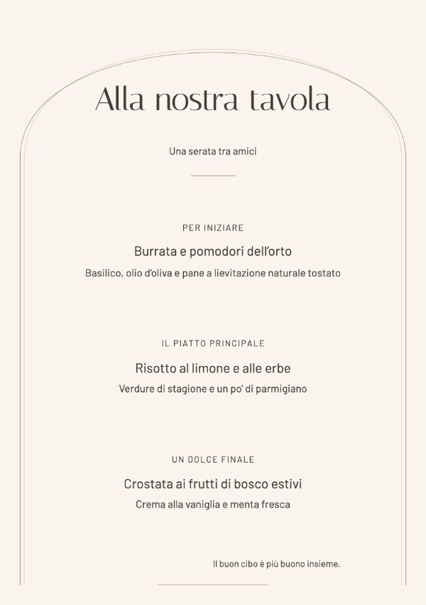 Arco moderno · Modifica il menu
