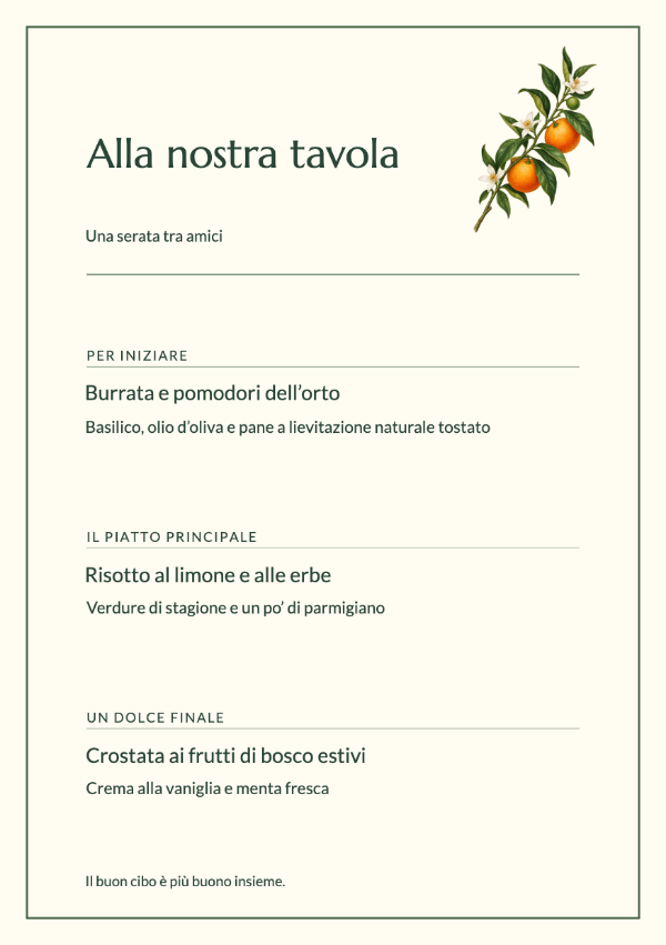Menu coordinato