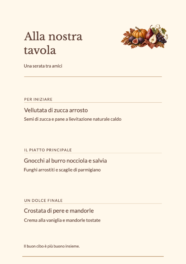 Un incontro d’autunno · Modifica il menu