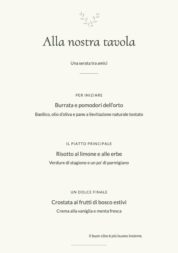 Uliveto · Modifica il menu