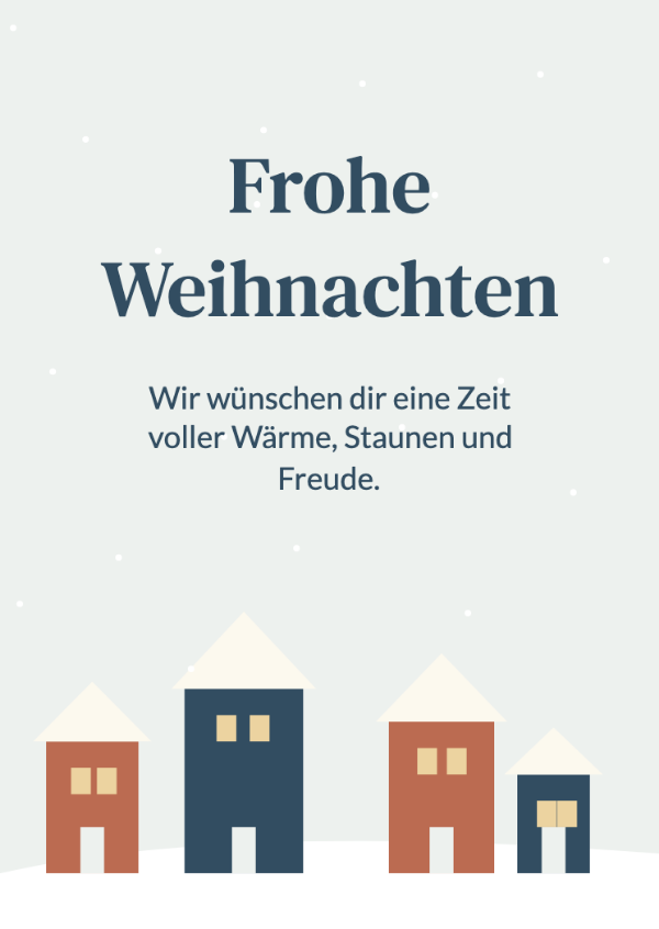 Weihnachten zu Hause: Ein kleines verschneites Dorf, leuchtende Fenster und ein ruhiger Winterhimmel.