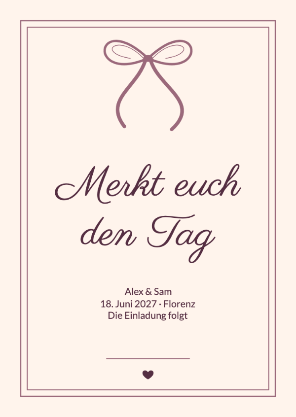 Mit einem Band verbunden: Eine fließende Seidenschleife und elegante Schreibschrift.