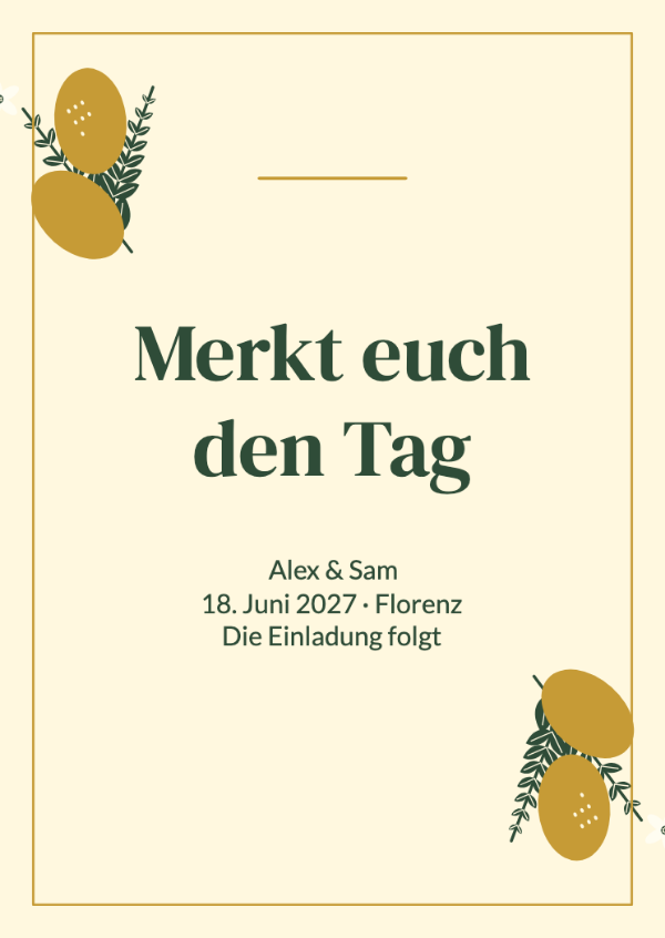 Unter Zitronenbäumen: Illustrierte Zitronen und glänzende Blätter für ein sonniges Fest.