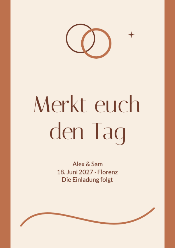 Modern verbunden: Verschlungene Ringe und skulpturale Formen in warmem Terrakotta.