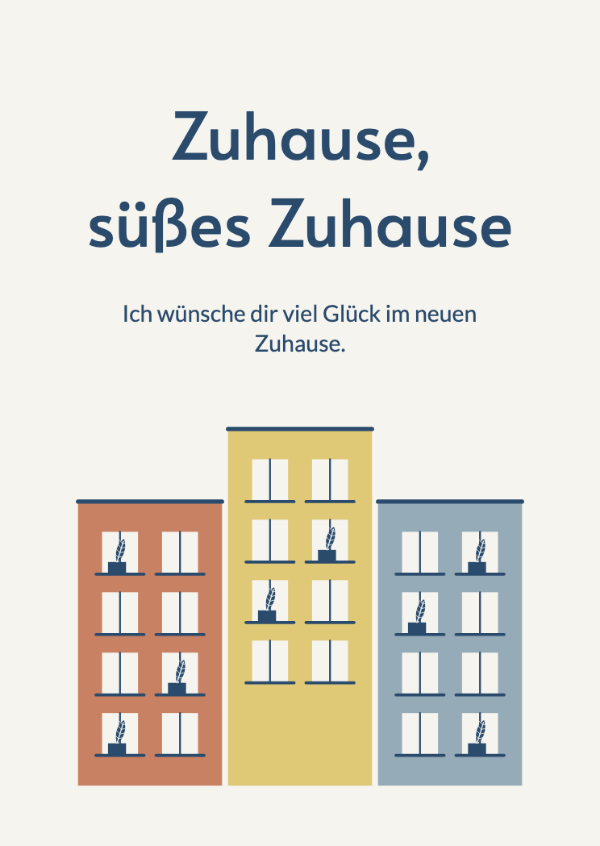Dein Platz in der Stadt: Eine farbenfrohe Architekturansicht mit Balkonen und kleinen Zimmerpflanzen.