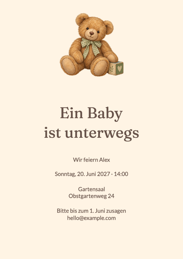 Bärenumarmungen: Einladungen zur Babyparty