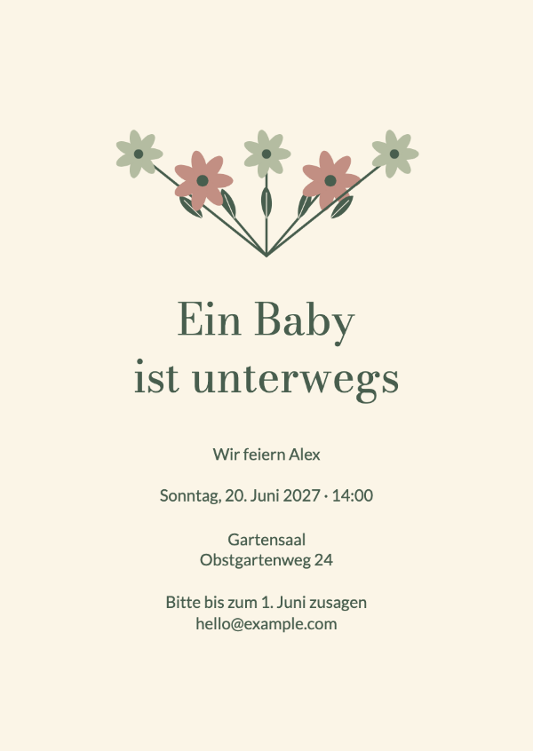 Eine kleine Wildblume: Einladungen zur Babyparty