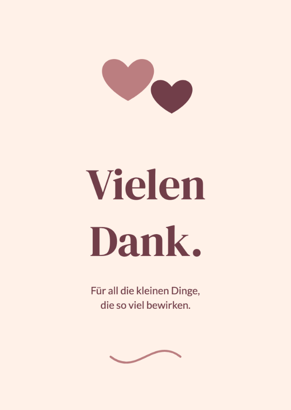 Von Herzen: Zwei verschlungene Herzen in Rosa und Burgunder mit viel Freiraum.