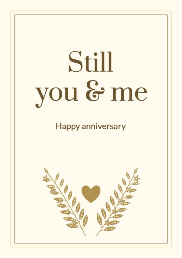 Golden years together: An engraved laurel, tiny blossoms and an elegant commemorative frame.