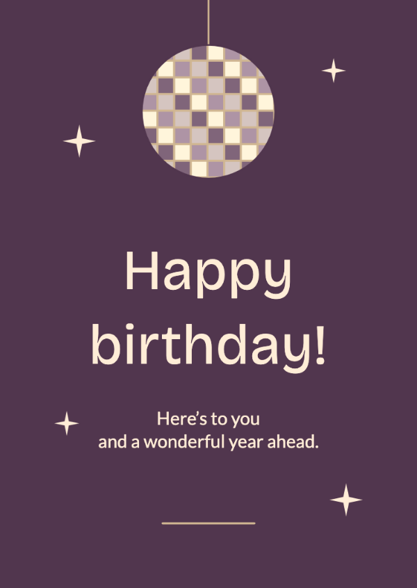 Dancing queen: A mirrored disco ball and starbursts on a rich plum dance floor.