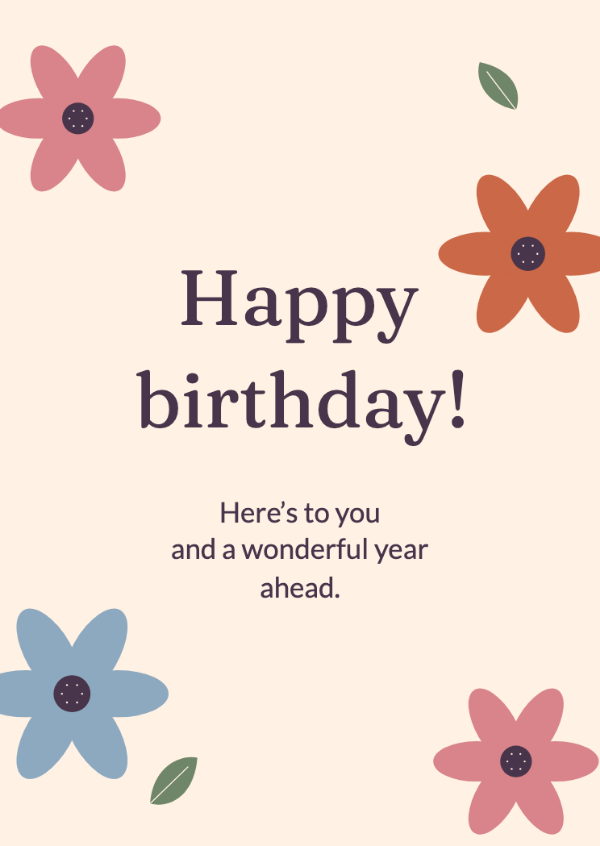 Birthday blooms: Oversized cut-paper flowers in pink, orange and cornflower blue.