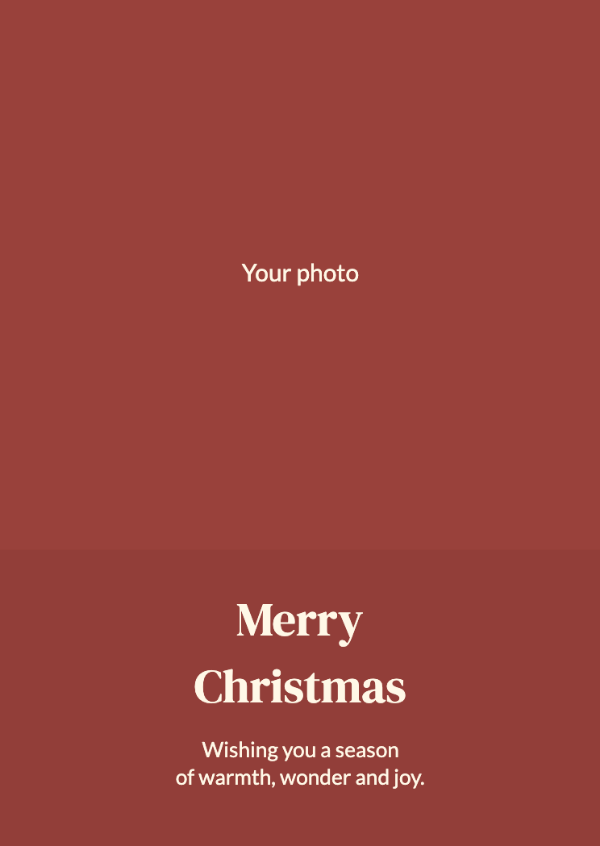 Our year, in a picture: A full-width family photograph and a festive red message band.