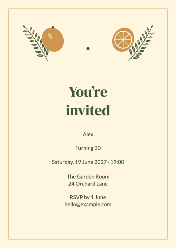 Aperitivo afternoon: Birthday party invitations