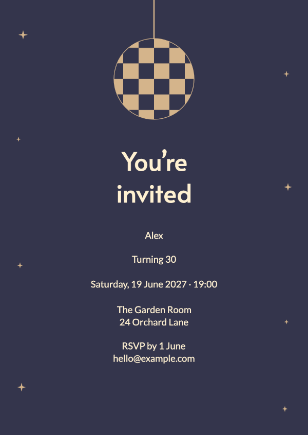 After dark: Birthday party invitations