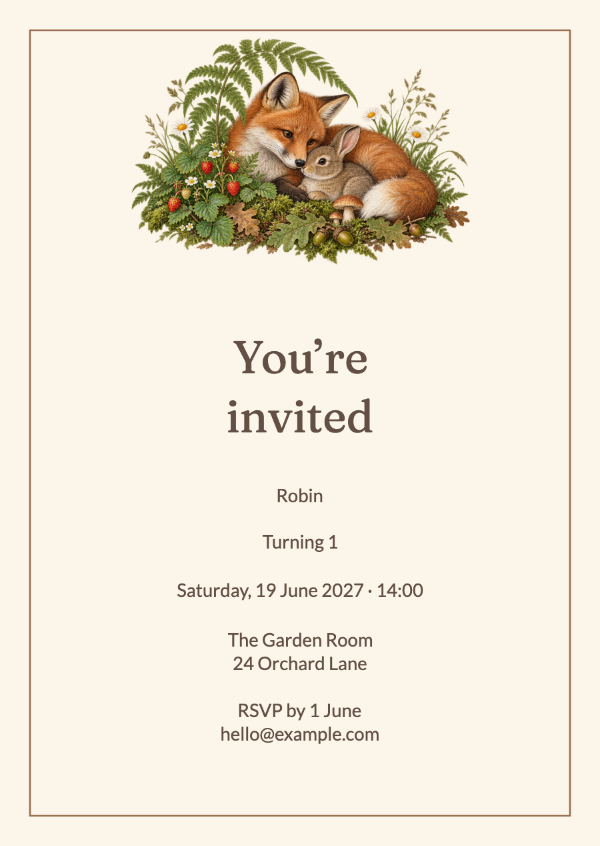 One little adventure: A detailed woodland scene for a first birthday gathering.