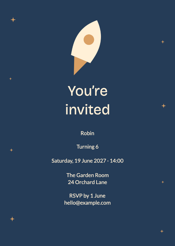 Space explorer: Birthday party invitations