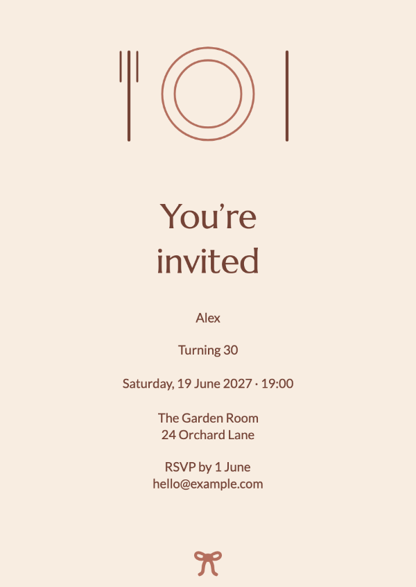 Birthday supper club: Birthday party invitations