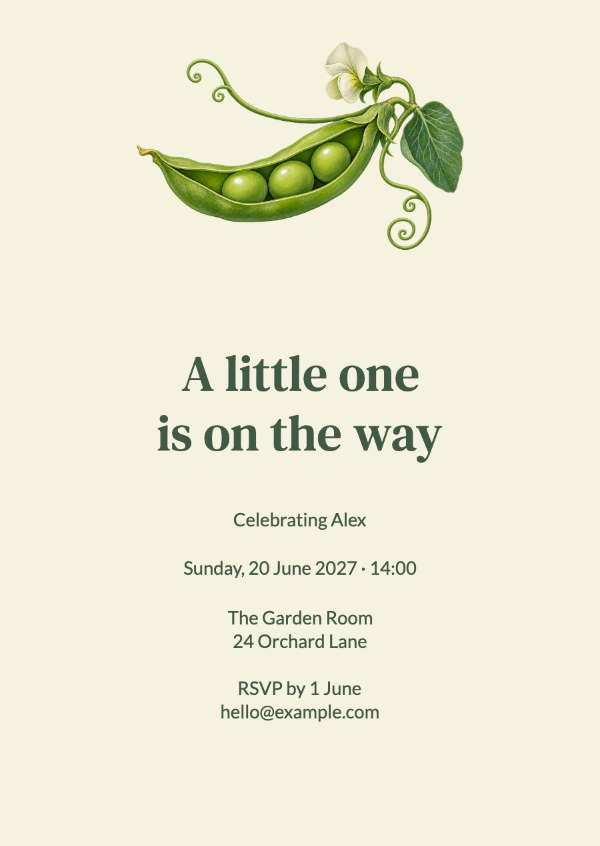 Sweet little pea: Baby-shower invitations