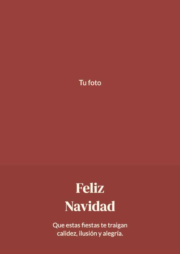 Nuestro año, en una foto: Una foto familiar a todo el ancho y una franja roja festiva para el mensaje.