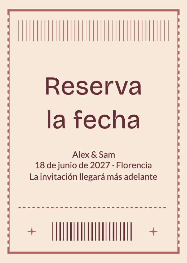 Entrada para dos: Una entrada de recuerdo con rayas finas, perforaciones y encanto vintage.