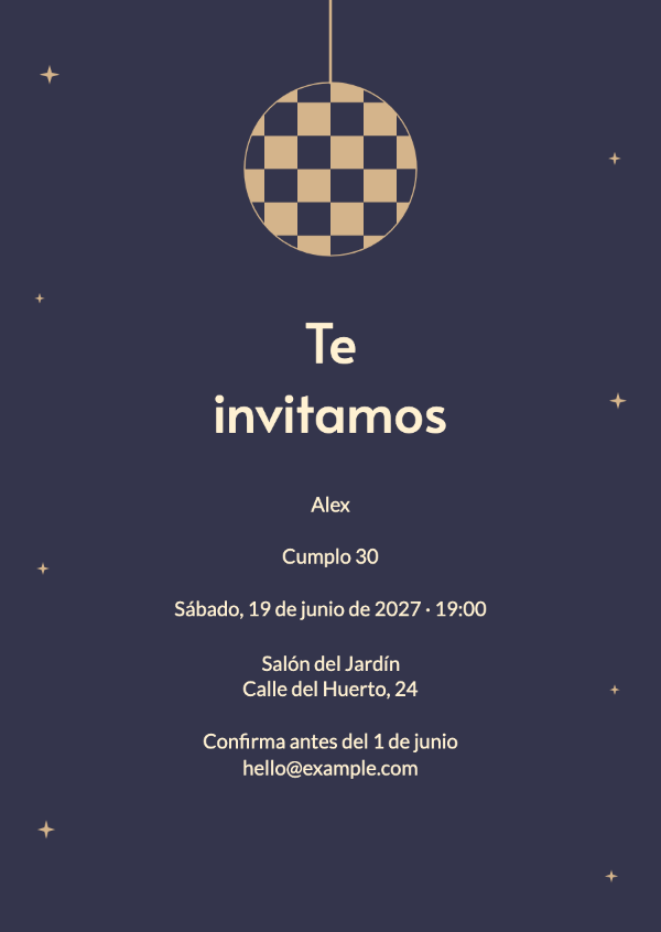 Al caer la noche: Invitaciones de cumpleaños