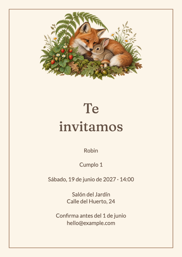 Una pequeña aventura: Una escena del bosque detallada para celebrar el primer cumpleaños.
