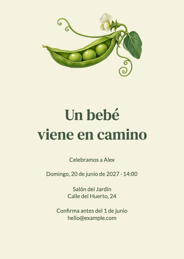 Dulce guisantito: Invitaciones para baby shower