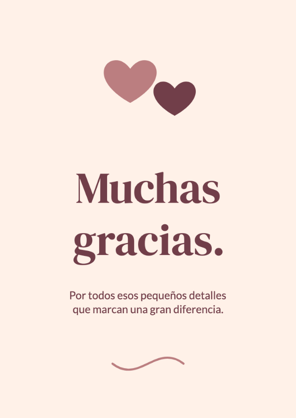 De corazón: Dos corazones entrelazados en rosa y burdeos, con mucho espacio libre.