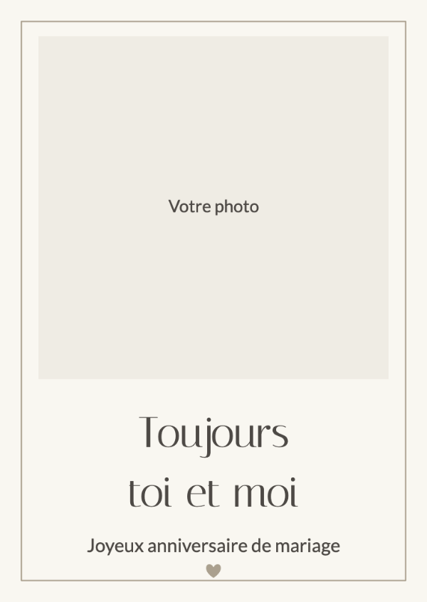 Tu te souviens ?: Une photo précieuse avec de la place pour votre message d’anniversaire de mariage.