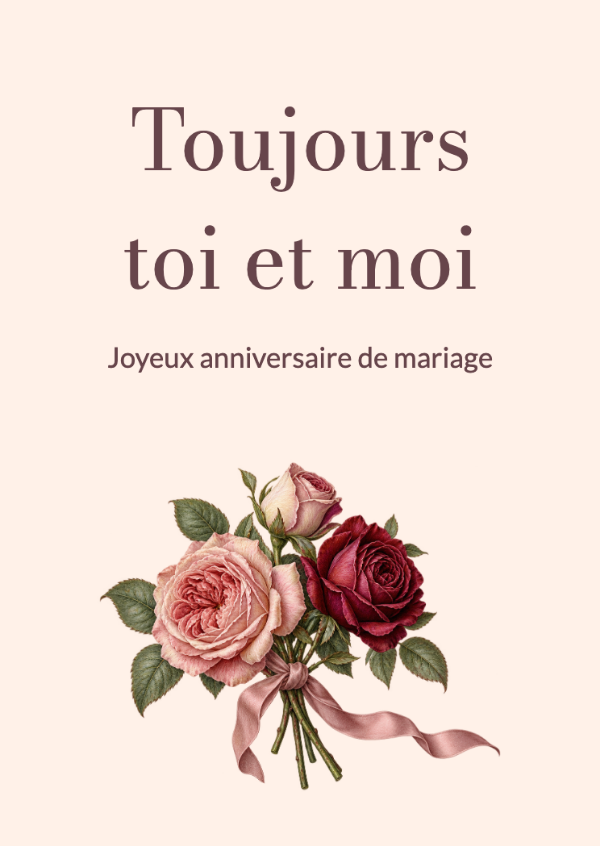 Un amour en fleurs: Cartes d’anniversaire de mariage